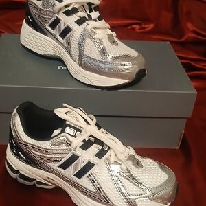 New Balance Kids' Silver and Black Sneakers